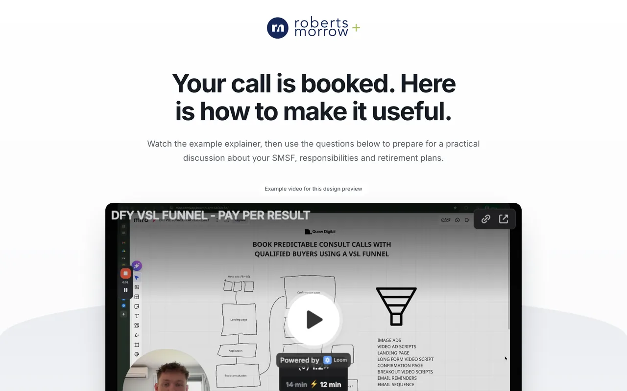 Confirmation page preview
