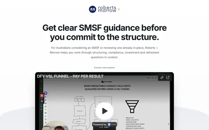 Landing page preview for Roberts & Morrow